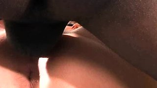 Sexy blonde in black lingerie toy masturbation