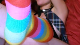 Lovely Amateur teen brunette masturbating outdoor