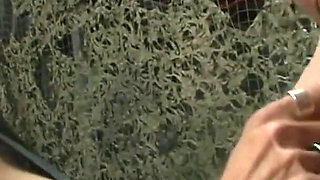 Old guy caged by dominant milf