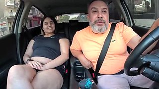 Pregnant Brazilian Wife First Time Anal Creampie - Public Car Sex with Big Natural Tits