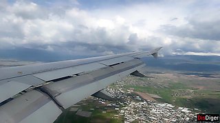 Kinky Risky Hj until Spunk in Public Airplane