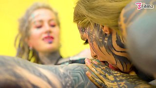 Heavy Tattooed Lesbian Toy Ride ANAL, ATM, and Fantasy Dildo Fun
