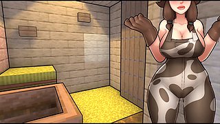 My cow turned into a hot little lady and agreed to do a bunch of naughty things - Hornycraft cow adventure