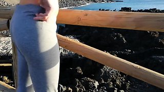 Risky Public Handjob and Nude Blonde Teen
