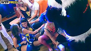 After party begins with nasty panda's blowjob