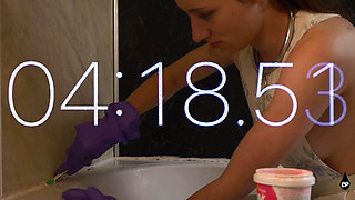Maid Cleaning Against the Clock or Else a Spanking Awaits