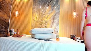 Amateur young teen solo masturbation on her livingroom