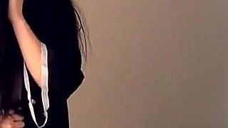 Cute Korean amateur exposes sexy ass in red thong panties