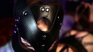 Solo femdom session with masked MILF goddess in lingerie
