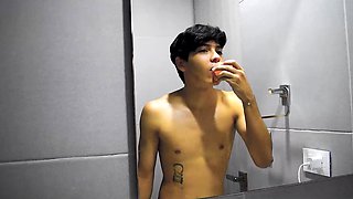 Fucked my stepsis's mouth in bed, touching her big tits