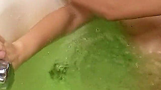 Step daughter Amber gets pussy masturbated by step mom Maggie in the bathtub