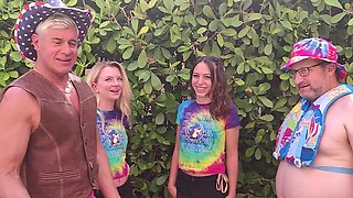 Two cute girls Riley Star and Laya Rae in a hot threesome