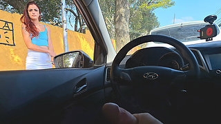 Risky Masturbation for Hot Redhead Who Was at the Bus Stop