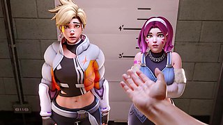 3D cartoon foursome turns filthy as two girls get ass wrecked from behind hard
