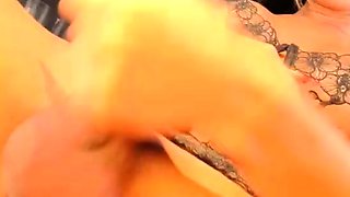 Shemale tranny enjoying solo masturbation