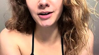 Cute curly brunette solo webcam masturbation