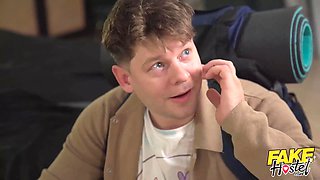 Fake hostel - 2 crazy babes get stuck under a christmas tree and saved by a fat hard boner