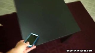 Horny Milf Jerks Off A Young Dude