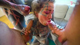 Anuskatzz Takes 3 Huge Cocks in Wild DAP Gangbang - Total Anal Destruction!