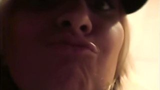 Filthy slut college bends over the lavatory to piss