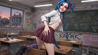 Explicit Jinx Hentai Compilation, Wet Shiny Body, Multiple Poses, Arcane Ai