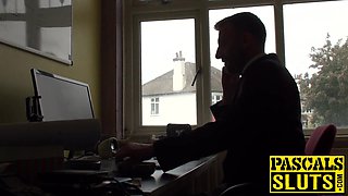 Big-chested slave COUGAR bum wrecked before having a taste of jizz