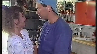 Curly haired blonde teen gives blowjob and gets her tight ass fucked