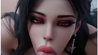 Brunette Vampire With Red Eyes Finger Suck, Passionate Blowjob & Smiling Cowgirl Anal Ride - Car Toon