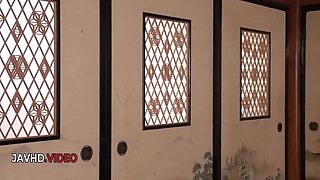 Steamy JAV encounter Kimono babe fucked intensely swallows passionately