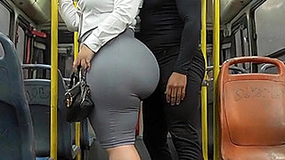"Masked Secretary BBW Gets Ass Pressed on Crowded Public Bus"