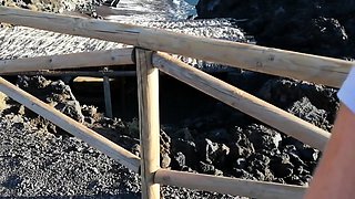 Risky Public Handjob and Nude Blonde Teen