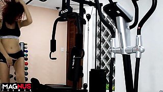 Fitness girl action with fine-looking miss from Magnus Filmes