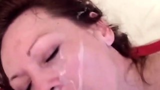 Amateur Russian Girl Facialed at Home