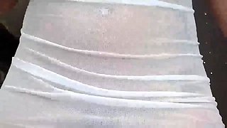 Beautiful Brunette Big Boobs Rides Fake Cock