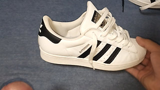 Sex with my wife's sneakers, Adidas Superstar and Nike Air Max Command, cumming inside