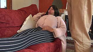 Horny Pregnant MILF Lets Stepson Fuck Her Hairy Pussy