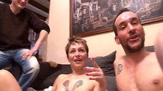 French Milf Banged by Lover While Husband Watches