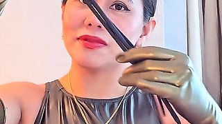 Femdom Sounding with Latex Gloves