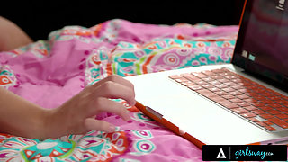 GIRLSWAY - Mischievous Gia Derza Turns Up Thermostat So Bestie Nia Nacci Strips Naked During Movie