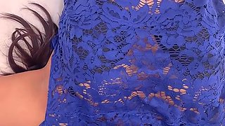 Brunette Babe - Hot Skinny Big Tits Lays On Bed To Take A Rough Deep Throat Face Fuck - Indian Muslim