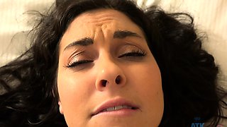 Pov brunette in lingerie fingering and sucking cock hard