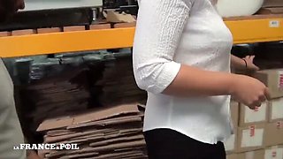 Big Tit Blonde MILF Fucks Applicant Rough in Warehouse - Anal & Missionary