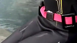 Ocean Rope Bondage with Ballgag in Wetsuit