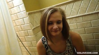 Nice tiny stepsis rides her stepbrother's massive large cock