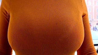 Busty brunette bitch in POV blowjob fun