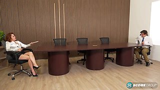 Ass-fuck the boss! Redhead Molly Manning does her young employee