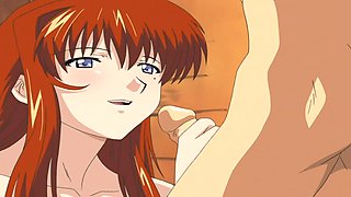 Redheaded vixen in a miniskirt and hose gets her needs met by an animated stud