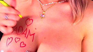 Busty blonde teen fucks a big pecker