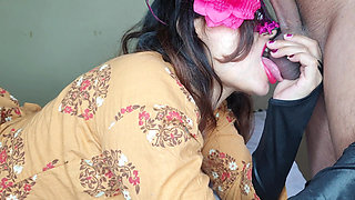 Cute indian stepsister licking big balls and gets pussy creampie.