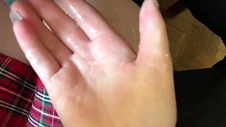 Schoolgirl Handjob Under Desk in Math Class - Amateur POV with Cumshot